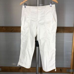 Eileen FISHER White Cotton Cargo Capri‎ Crop Pants Sz 4